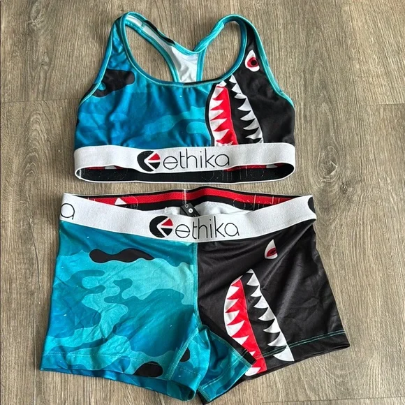 Ethika Camo Sports Bra and Shorts Set - Picture 1 of 2